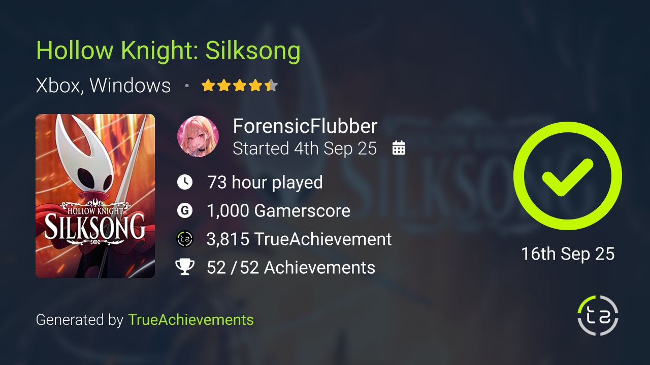 Hollow Knight Silksong achievement summary